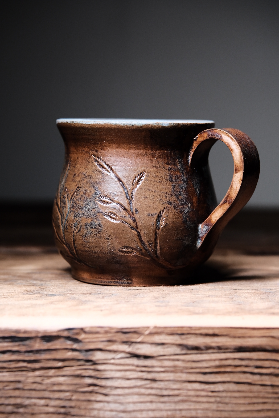 Wheel thrown autumnal mug