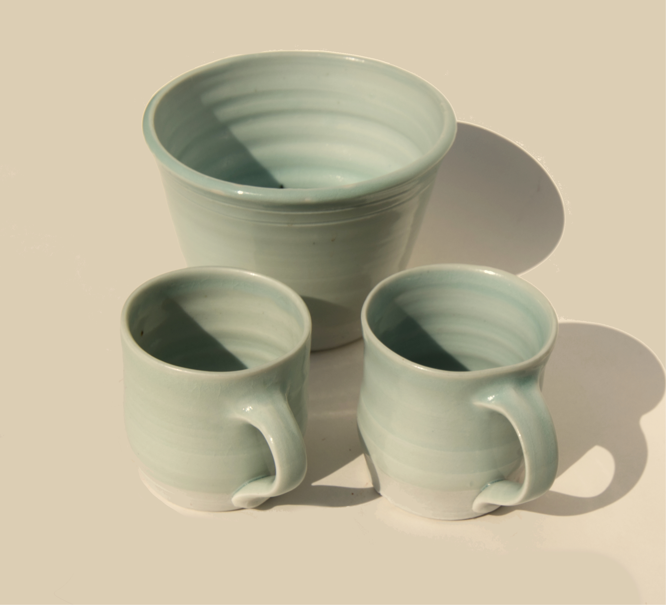 porcelain with a blue celadon glaze