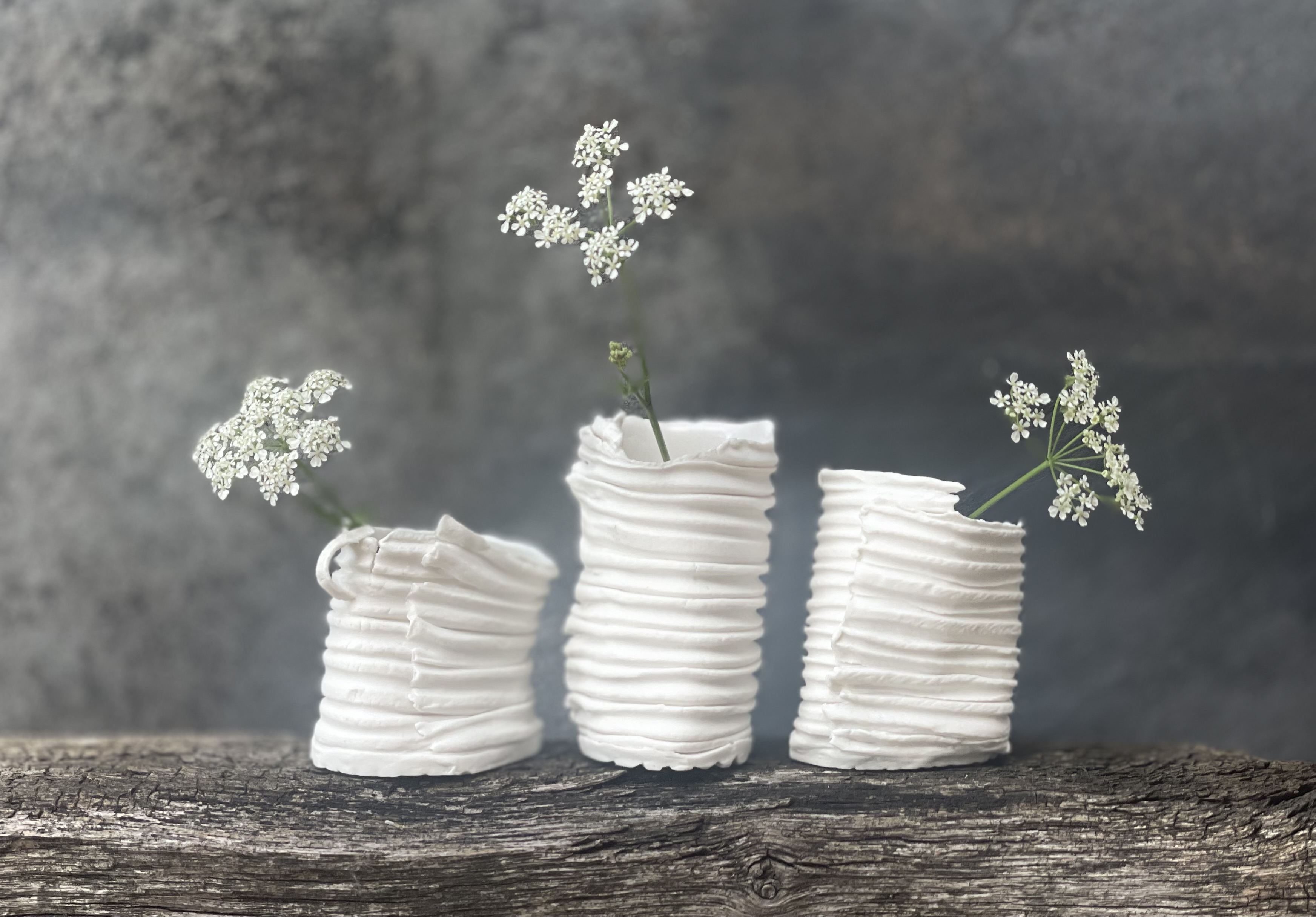ribbed vases ... porcelain